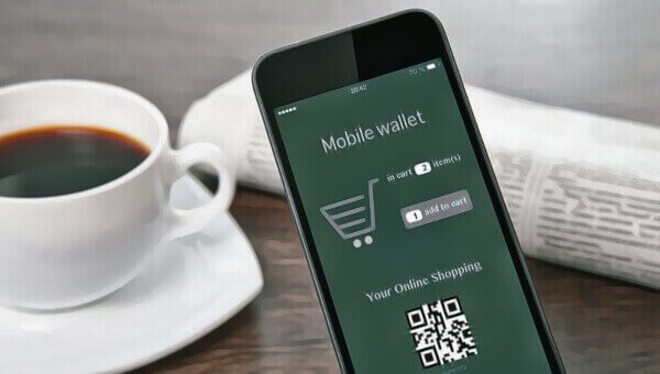 a phone showing mobile wallet
