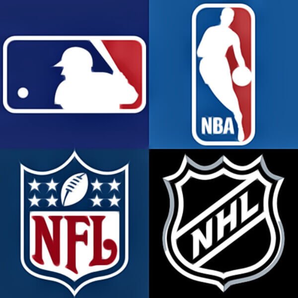 the logo of four major sports in America